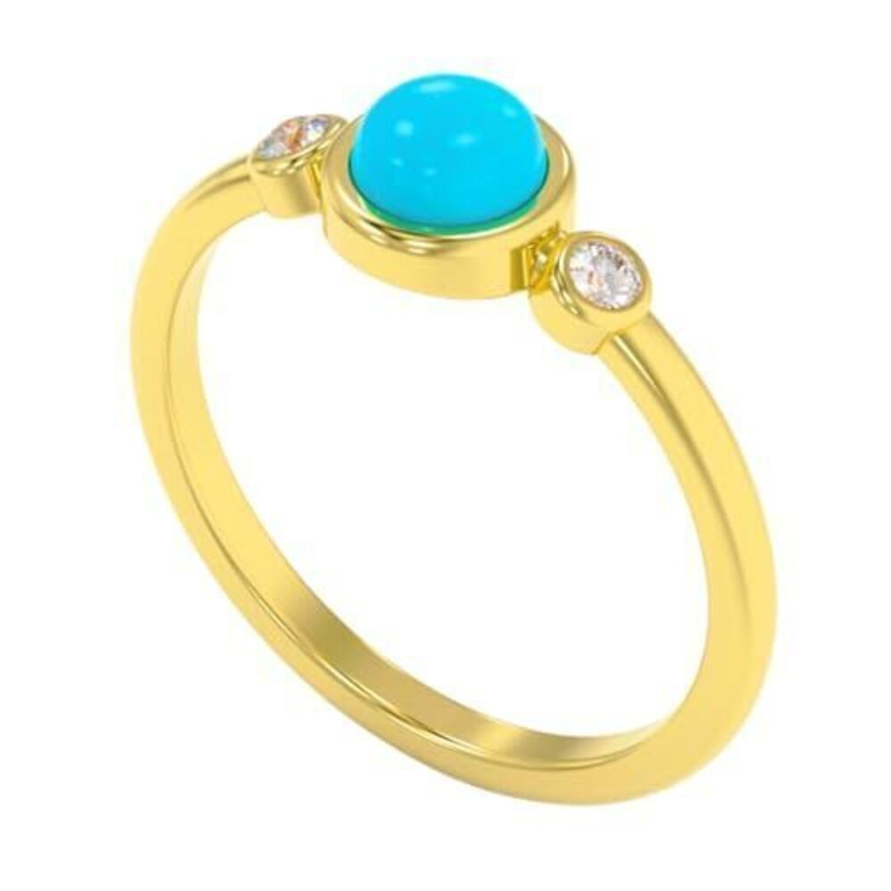9827 18K Gold Plated 925 Sterling Silver Gemstone Ring , Round Shape